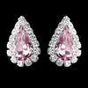 Silver Pink & Clear Teardrop Stud Bridal Wedding Earrings 1361