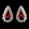 Silver Ruby & Clear Teardrop Stud Bridal Wedding Earrings 1361