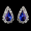 Silver Sapphire & Clear Teardrop Stud Bridal Wedding Earrings 1361