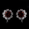 Silver Ruby & Clear Round Rhinestone Stud Bridal Wedding Earrings 1442