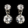 Silver Clear Round Drop Bridal Wedding Earrings 1463