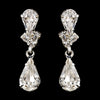 Silver Clear Round & Teardrop Drop Bridal Wedding Earrings 1601