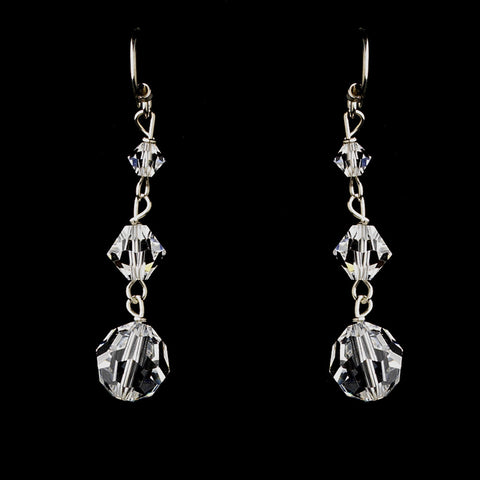 Silver Clear Swarovski Crystal Bead Dangle Bridal Wedding Earrings 2018