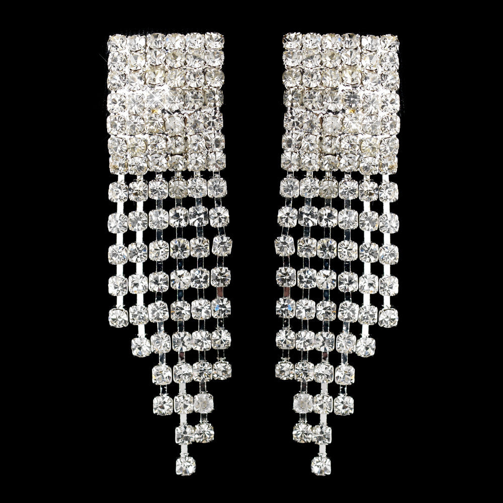 Silver Clear Round Rhinestone Chandelier Bridal Wedding Earrings 2020