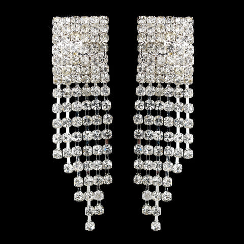 Silver Clear Round Rhinestone Chandelier Bridal Wedding Earrings 2020
