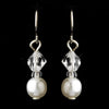 Silver White Czech Glass Pearl & Swarovski Crystal Bead Bridal Wedding Earrings 2031