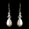 Silver White Pearl & Swarovski Crystal Bead Bridal Wedding Earrings 2060