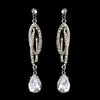 Antique Silver Rhodium Clear CZ Crystal Dangle Bridal Wedding Earrings 2140