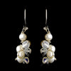 Silver Freshwater Pearl & AB Swarovski Crystal Bead Dangle Hook Bridal Wedding Earrings 2148