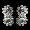 Silver Clear Round Rhinestone Pierced Bridal Wedding Earrings 2221