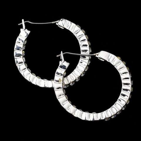 Silver Clear Rhinestone Hoop Bridal Wedding Earrings 2794