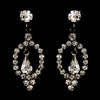 Hematite Clear Round & Teardrop Rhinestone Dangle Bridal Wedding Earrings 2840