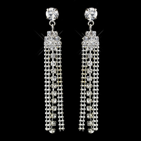 Silver Clear Dangle Rhinestone Bridal Wedding Earrings 3479