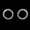 Antique Silver Rhodium Clear Rhinestone Circle Bridal Wedding Earrings 3688
