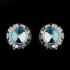 Silver Aqua Rhinestone Rondelle Stud Bridal Wedding Earrings 4712