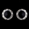 Silver Black Rhinestone Rondelle Stud Bridal Wedding Earrings 4712