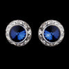 Silver Navy Rhinestone Rondelle Stud Bridal Wedding Earrings 4712