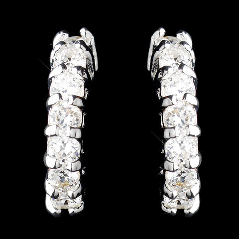 Silver Clear CZ Crystal Hoop Bridal Wedding Earrings 4717