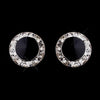 Silver Black Rhinestone Stud Button Bridal Wedding Earrings 4722