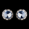 Silver Light Blue Rhinestone Stud Button Bridal Wedding Earrings 4722