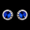 Silver Sapphire Rhinestone Stud Button Bridal Wedding Earrings 4722