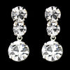 Silver Clear Round Rhinestone Dangle Bridal Wedding Earrings 5116