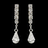 Silver Clear Teardrop Rhinestone Dangle Bridal Wedding Earrings 5864