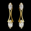 Gold Clear Marquise Rhinestone Bridal Wedding Earrings 5950