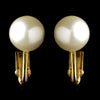 Gold Ivory Pearl Stud Bridal Wedding Earrings 6052