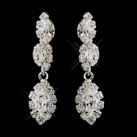 Silver Clear Marquise Dangle Bridal Wedding Earrings 6361