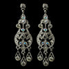 Antique Rhodium Silver AB & Clear Rhinestone Chandelier Bridal Wedding Earrings 6386