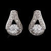 Antique Silver Rhodium Clear CZ Crystal Stud Bridal Wedding Earrings 6653