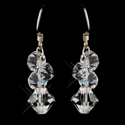 Silver Clear Swarovski Crystal Cluster Dangle Bridal Wedding Earrings 6710
