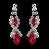 Silver Red Marquise Rhinestone Drop Bridal Wedding Earrings 8361