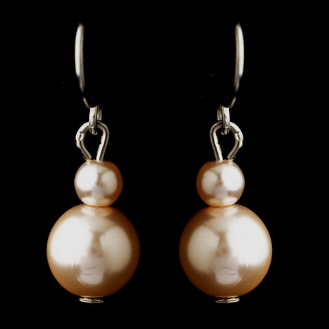Silver Pink Glass Pearl Drop Bridal Wedding Earrings 8601