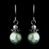 Silver Peridot Glass Pearl & Bali Bead Drop Bridal Wedding Earrings 8662