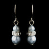 Silver Light Blue Czech Pearl & Clear Rhinestone Rondelle Drop Bridal Wedding Earrings 8805