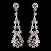 Silver Light Amethyst & Clear Rhinestone Dangle Bridal Wedding Earrings 9381