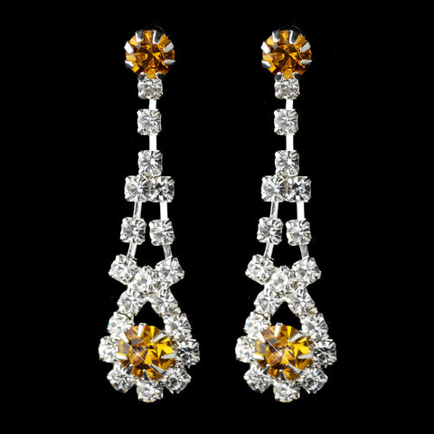 Silver Topaz & Clear Rhinestone Dangle Bridal Wedding Earrings 9381