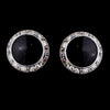 Silver Black Round Rhinestone Rondelle Stud Bridal Wedding Earrings 9932