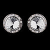Silver Clear Round Rhinestone Rondelle Stud Pierced Bridal Wedding Earrings 9932