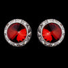 Silver Red Round Rhinestone Rondelle Stud Bridal Wedding Earrings 9932
