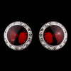 Silver Ruby Round Rhinestone Rondelle Stud Bridal Wedding Earrings 9932