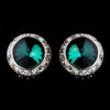 Silver Teal Round Rhinestone Rondelle Stud Bridal Wedding Earrings 9932