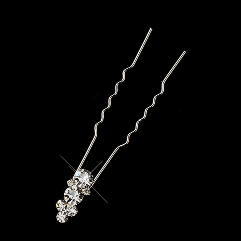 Silver Clear Rhinestone Bridal Wedding Hair Pin 0527