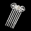 Silver White Pearl Filigree Bridal Wedding Hair Comb 1075