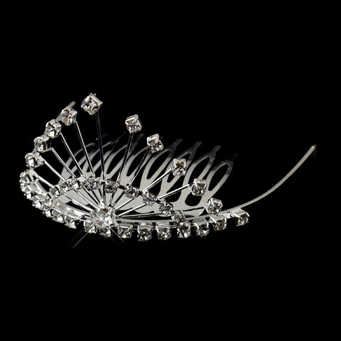 Silver Clear Rhinestone Bridal Wedding Tiara Bridal Wedding Hair Comb Headpiece 6059