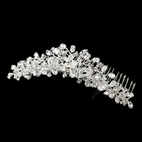 Silver Clear Swarovski Crystal Bead & Rhinestone Bridal Wedding Tiara Headpiece 6286
