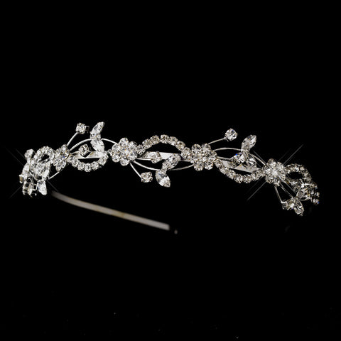 Silver Clear Marquise & Round Rhinestone Floral Bridal Wedding Headband 7780