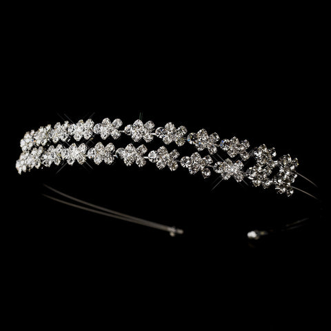 Silver Clear Rhinestone Double Bridal Wedding Headband 7790